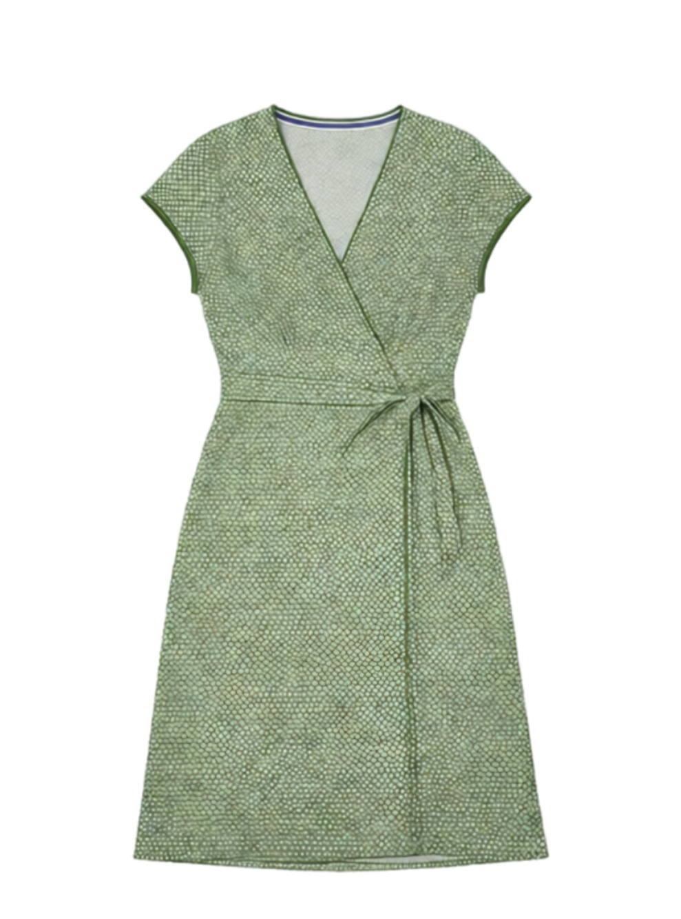 Boden Cotton Green Polka Dot Wrap Midi Dress Empire Waist Size 8L, EUC